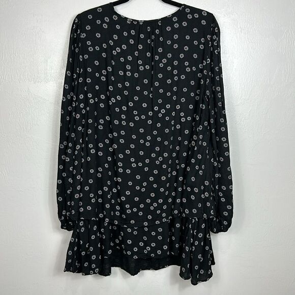Free People Beck Black Floral Print Cut Out Neck Dress Size M - Picture 7 of 12